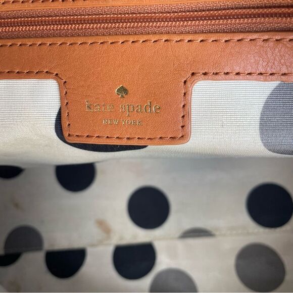 KATE SPADE Tan Leather Chrystie Street Leila Boston Turnlock Satchel Tote Knott - Picture 10 of 10